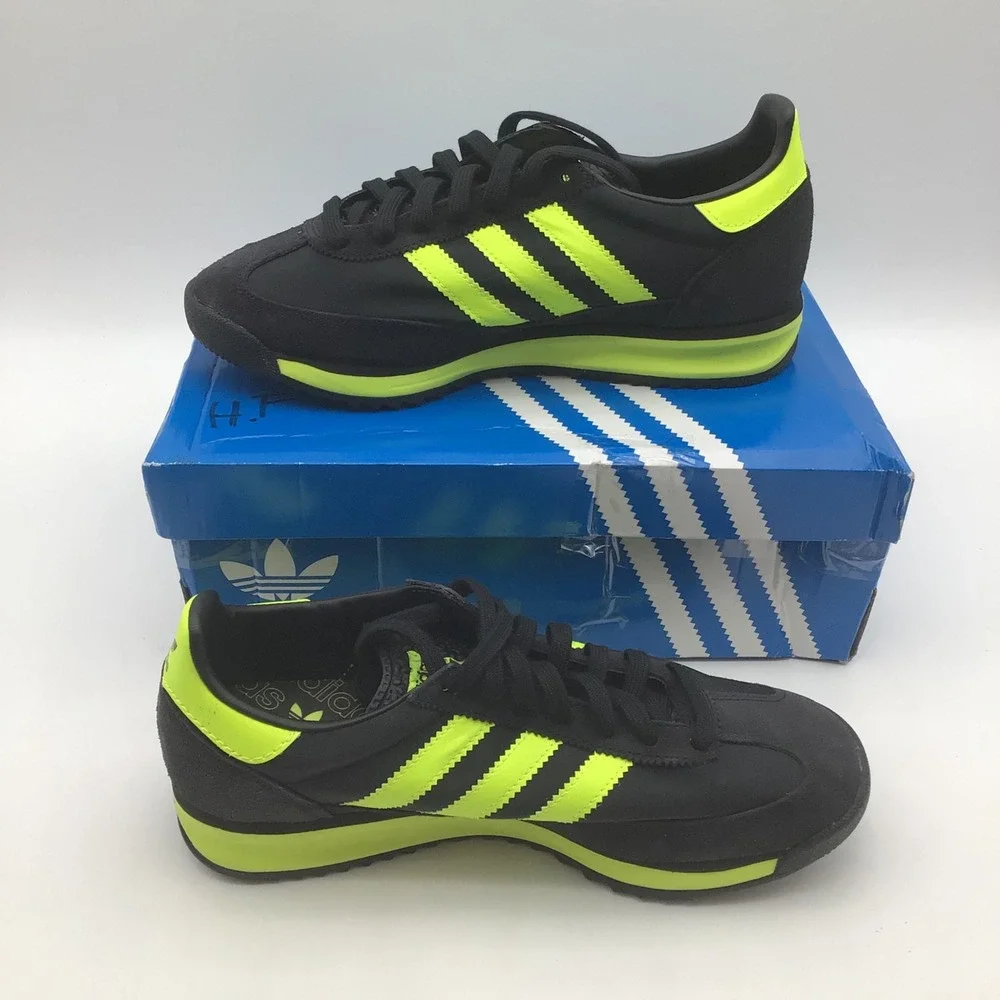 Adidas SL 72 RS Mens Black Solar Yellow Retro Sneakers IG4647 Size 7.5 NEW